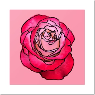 Cottage Core, Rose Flower Outline Posters and Art